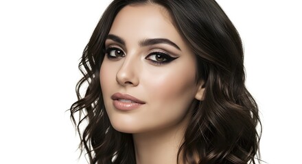 Fototapeta premium Beautiful Woman with Perfect Makeup and Curly Hair