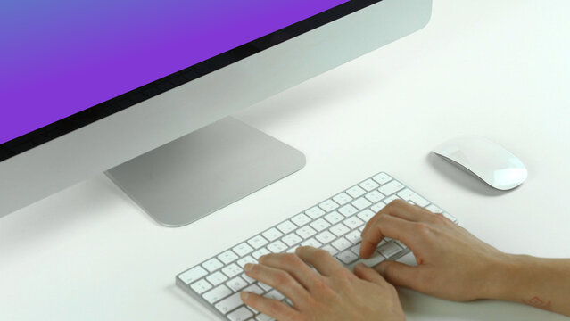 Desktop Mockup 10 Typing &ndash; Modern Computer Screen Presentation, Animated Display for Website and App UI UX Showcase, Professional Digital Interface Template