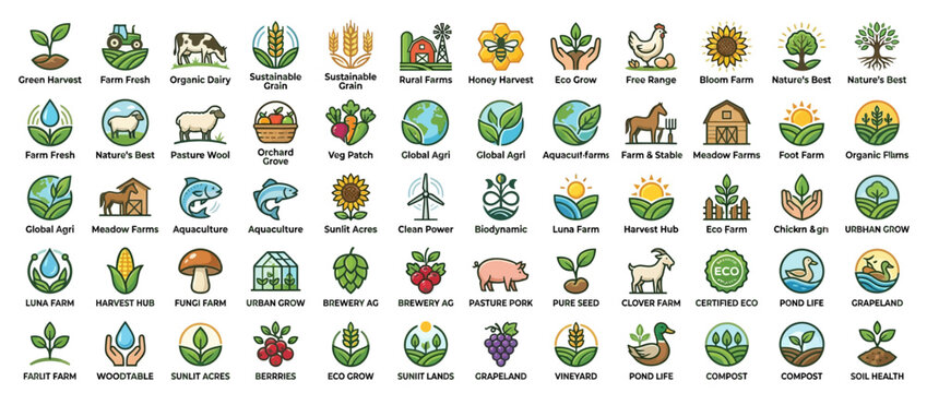 Collection of eco friendly icons and symbols.
