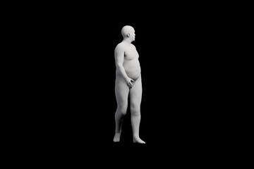 3D Fat Man standing Left Back Three-Quarter View Matte Black Black