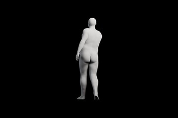 3D Fat Man standing Right Side View Matte Black Black
