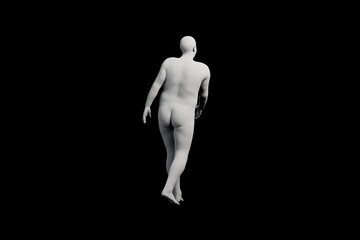 3D Fat Man walking Right Front Three-Quarter View Matte Black Black