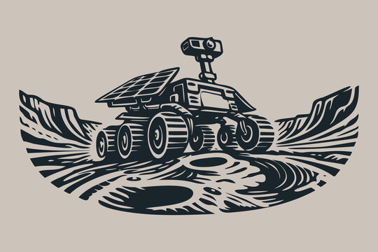 Moon Planet Space Rover Exploration Art