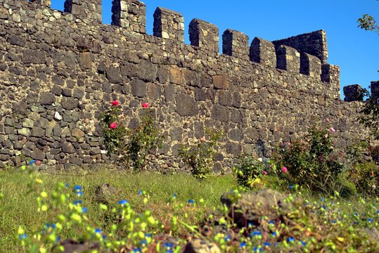 Gonio Fortress in Ajara, Georgia, near Batumi. Bright sunny day, blue sky