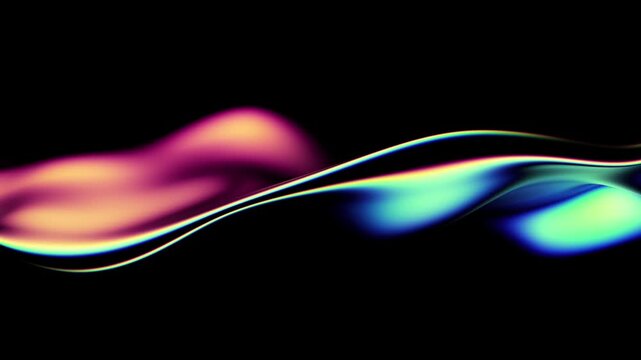 Animated abstract background with iridescent reflections on a wavy surface in a seamless loop.