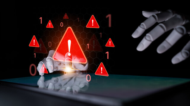 An AI assistant identifies a critical security breach and issues an urgent warning. This automated system flags the danger and risk, signaling a system failure or problem. Fermion