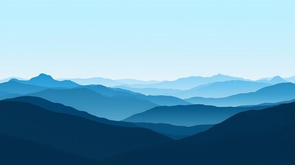 Obraz premium Serene blue mountain landscape with layered hills