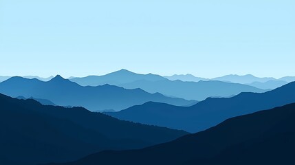 Obraz premium Majestic blue mountain range landscape with clear sky