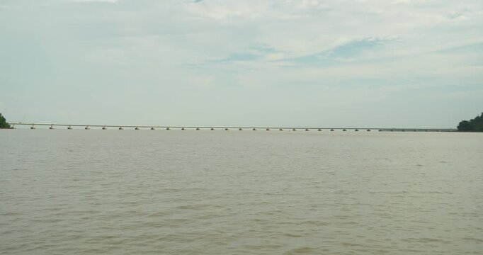 Beautiful Stuning View Of Batang Lupar River On Ferry Cruise One Of A Transportation From One Side To Another Crossing River Using Ferry.