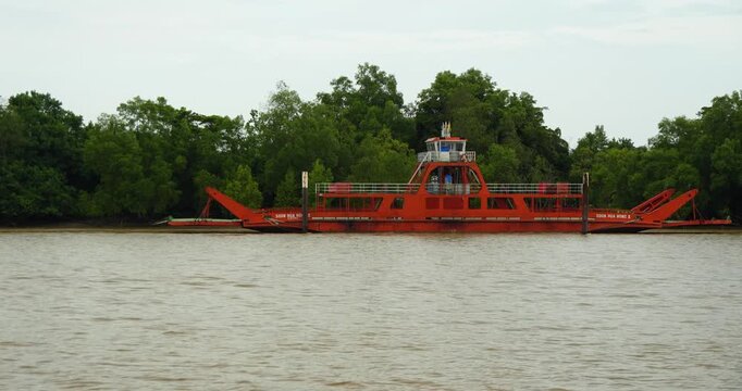 Beautiful Stuning View Of Batang Lupar River On Ferry Cruise One Of A Transportation From One Side To Another Crossing River Using Ferry.