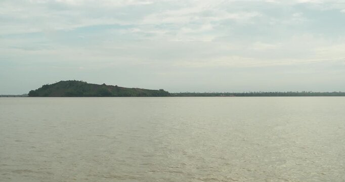 Beautiful Stuning View Of Batang Lupar River On Ferry Cruise One Of A Transportation From One Side To Another Crossing River Using Ferry.