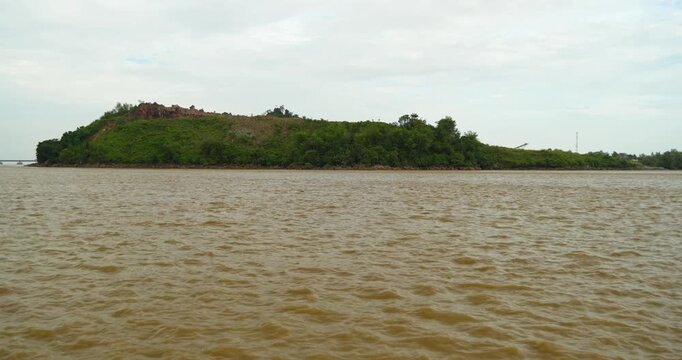 Beautiful Stuning View Of Batang Lupar River On Ferry Cruise One Of A Transportation From One Side To Another Crossing River Using Ferry.