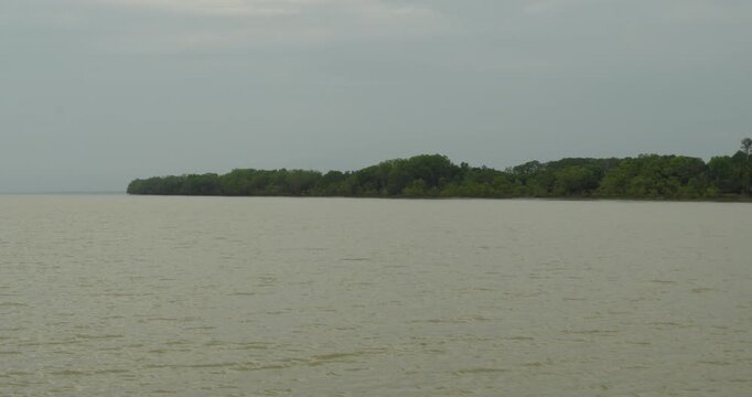 Beautiful Stuning View Of Batang Lupar River On Ferry Cruise One Of A Transportation From One Side To Another Crossing River Using Ferry.