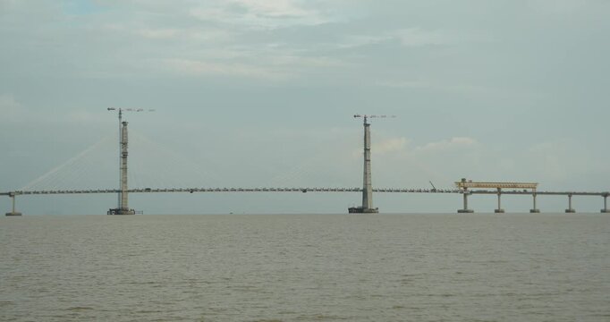 Beautiful Stuning View Of Batang Lupar River On Ferry Cruise One Of A Transportation From One Side To Another Crossing River Using Ferry.