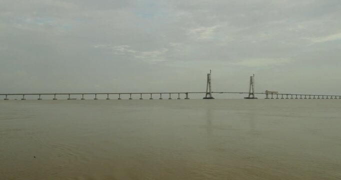 Beautiful Stuning View Of Batang Lupar River On Ferry Cruise One Of A Transportation From One Side To Another Crossing River Using Ferry.