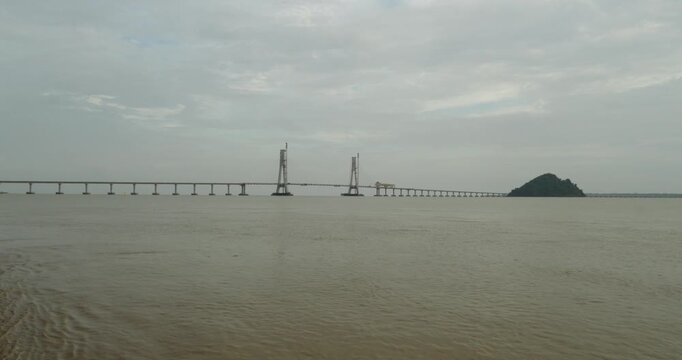 Beautiful Stuning View Of Batang Lupar River On Ferry Cruise One Of A Transportation From One Side To Another Crossing River Using Ferry.