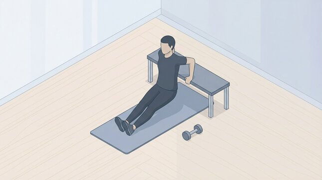 Effective home gym exercise for building arm strength and toning triceps with bodyweight dips, perfect for fitness routines and muscle development