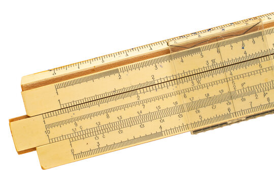 Slide ruler isolated on white background, top view.