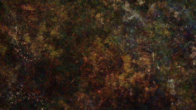 Abstract grunge texture loopable animation, dark weathered industrial surface, rusty oxidized patina background