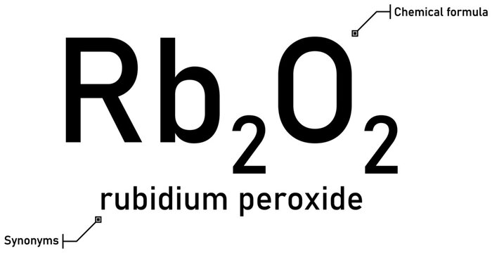 Rubidium peroxide chemical formula with callout titles