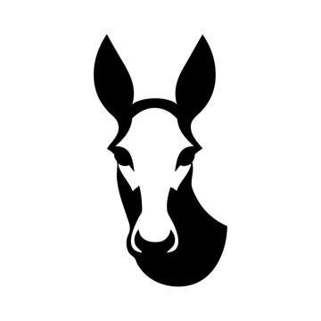 Logotipo con dibujo sencillo con silueta de la cabeza de un burro de frente 