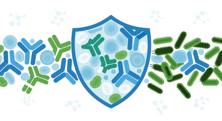 Fototapeta premium Antibody shield protecting from bacteria and viruses, immune system defense concept
