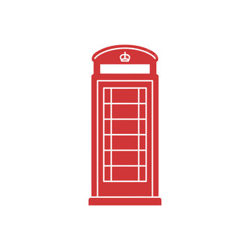 Iconic Red British Telephone Booth Illustration.