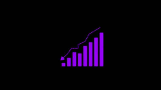 Motion animated footage. Statistics bars columns growth, arrow up. Finance, Bar graph going up, Profit concept, positive increase chart. business graph animation. 4k video