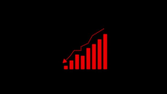 Motion animated footage. Statistics bars columns growth, arrow up. Finance, Bar graph going up, Profit concept, positive increase chart. business graph animation. 4k video
