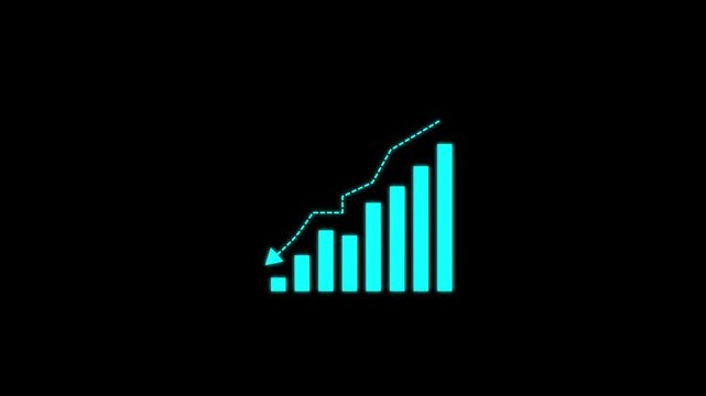 Motion animated footage. Statistics bars columns growth, arrow up. Finance, Bar graph going up, Profit concept, positive increase chart. business graph animation. 4k video
