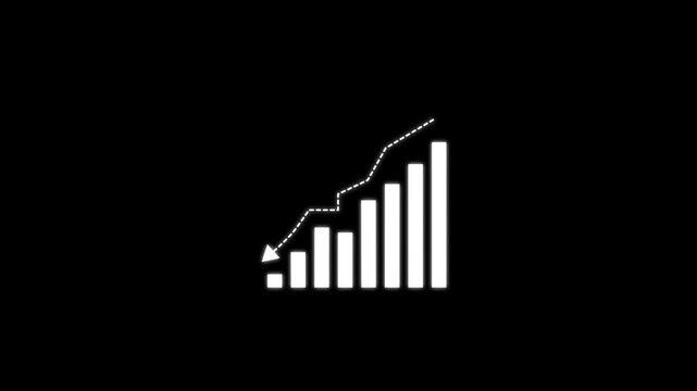 Motion animated footage. Statistics bars columns growth, arrow up. Finance, Bar graph going up, Profit concept, positive increase chart. business graph animation. 4k video