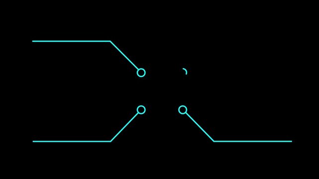 Network Connection, Hub, Social Network Isolated Flat Line Icon. molecule icon. compound of molecular structures PNG Alpha. Glowing Data Cables Transferring Information. 4k video animation