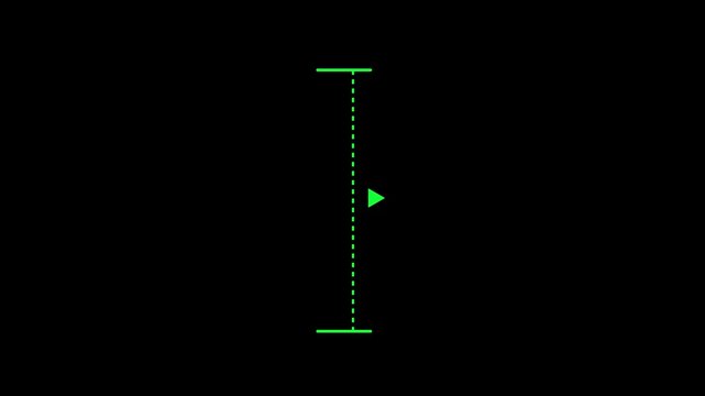Green vertical dotted line measuring height animation, alpha channel. Motion graphics. concept. animation. 4k video
