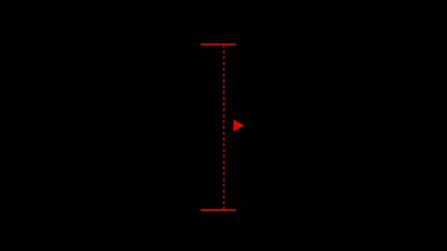 Red vertical dotted line measuring height animation, alpha channel. Motion graphics. concept. animation. 4k video