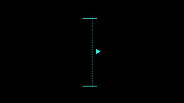 Cyan vertical dotted line measuring height animation, alpha channel. Motion graphics. concept. animation. 4k video
