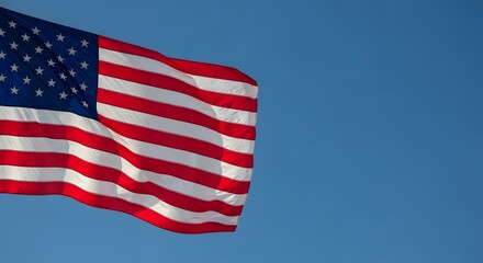 Fototapeta premium Memorial day tribute american flag waving high in patriotic honor