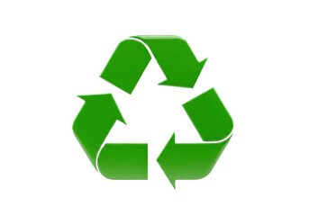 Fototapeta premium Green recycling symbol isolated on transparent background