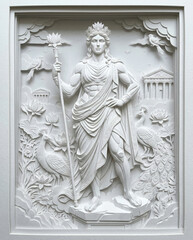 Ethereal realm of mount olympus ancient greek temple sculpture in serene environment