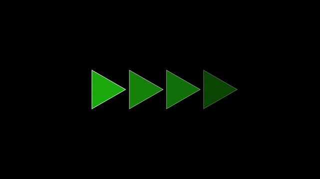 Fast forward green arrows animated footage.