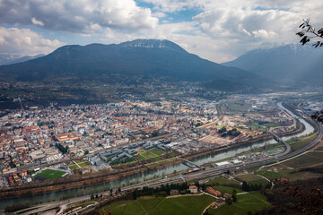 Obraz premium View on Trento and Adige river from above