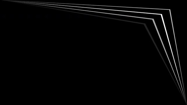 Monochrome Abstract Geometric Design With Concentric Rings and Chevron Lines on Black Background