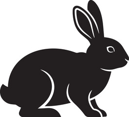Obraz premium Black silhouette of a rabbit simple vector illustration for Easter or nature themes isolated on a white background