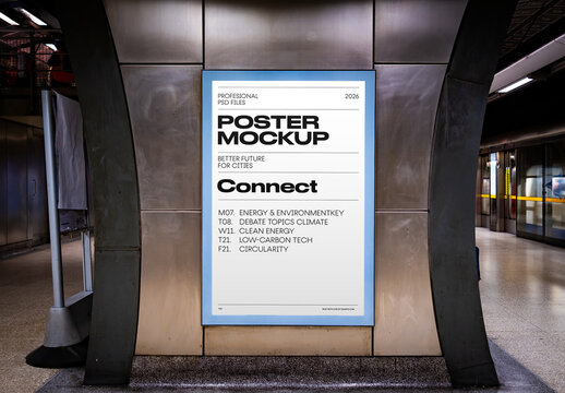 Metro Station Citylight Mockup