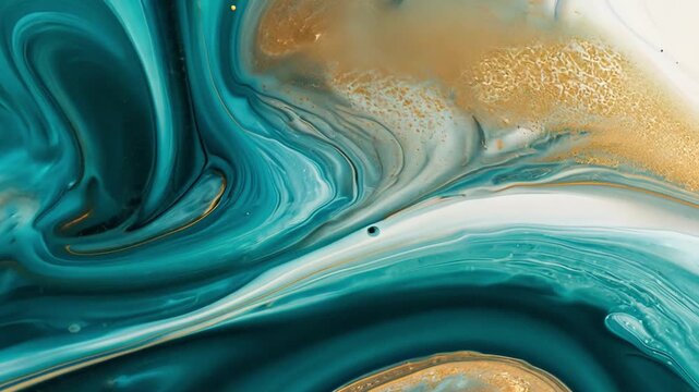Abstract Turquoise Swirl with Gold Accents and Smooth Motion Effects