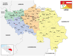 Fototapeta premium Administrative map of the Belgian province of Liege