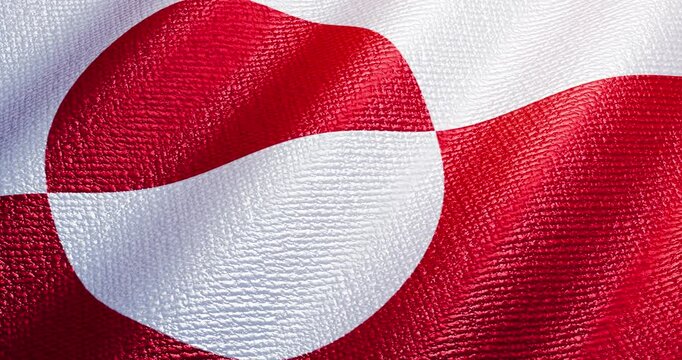 Greenland flag of silk. 3d render video.