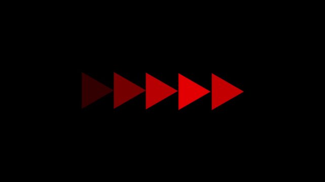 Black right arrow pointer icon. 4k neon arrow video on a black background. Fast forward white symbols icon symbol animation on black background.
animation direction concept animated background.