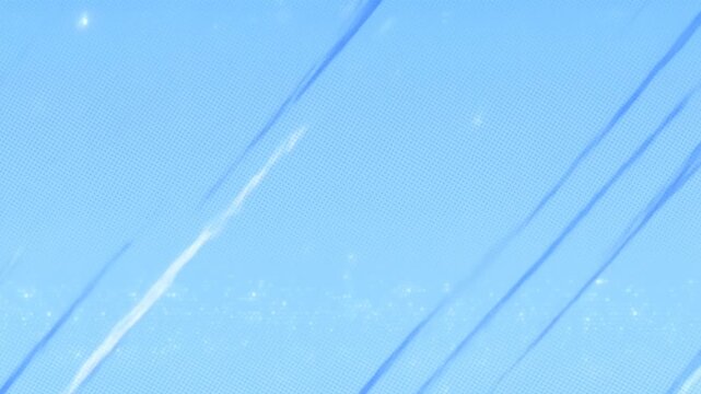 Panning shot of diagonal blue light streaks sweeping across textured graphic background in seamless animated studio backdrop