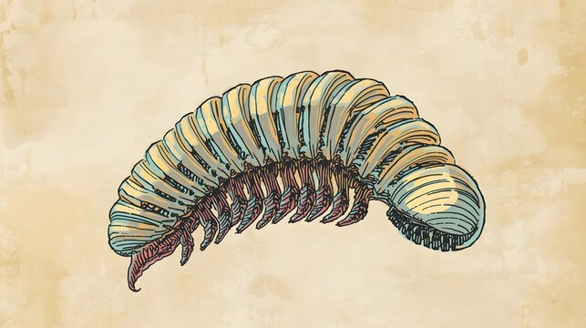 Antique trilobite sketch combined with modern digital rendering techniques