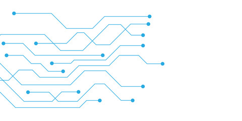 Obraz premium Abstract white blue digital technology futuristic circuit board background design. Technology dots lines connect network background.